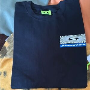 Black and Blue Short Sleeve Tee with Classic Crew Neck